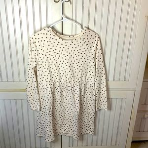 white and black polka dot dress
